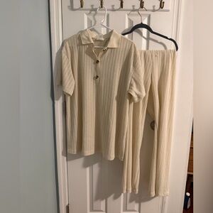 Never worn! H&M Maternity Cream Knit Polo Top and Matching Pants Set